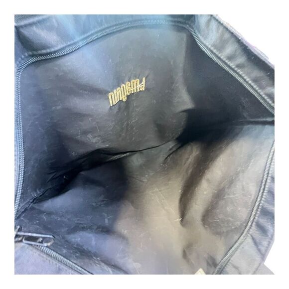 l.Magnin Women's Black Double Handle Strap Reusable Shoulder Handbag Tote Bag - Picture 5 of 6